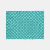 Aquamarine weiße Quatrefoil Muster-Decke Fleecedecke (Vorderseite (Horizontal))