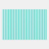 Aquamarine weiße Streifen Karo rautengeometrisch Geschenkpapier Set (Vorderseite 2)