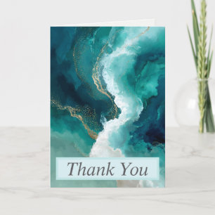 Aquamarine, weiße und goldene Marmor Danke Karte