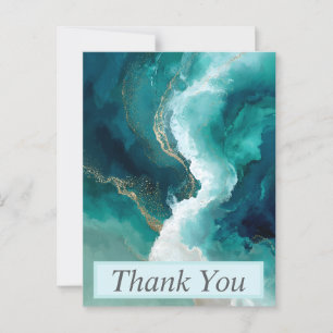 Aquamarine, weiße und goldene Marmor Danke Karte