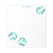 aquamarine weiße Volleyball personalisiert Notizblock (Vorderseite)