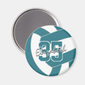aquamarine, weiße Volleyballmannschaft - Geschenke Magnet (Vorderseite/Rückseite)