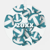 aquamarine weiße Volleyballs mit Athleten Namensge Ornament Aus Metall (Rückseite)