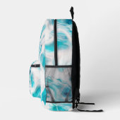 Aquamarine weiße Wirbel Abstrakt Monogramm Name Bedruckter Rucksack (Rechts)