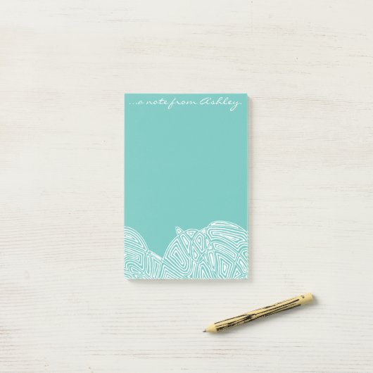 Aquamarine Wellen Post-it Klebezettel (Auf Schreibtisch)