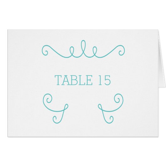 Aquamarine Whimsical Geblüht Tischnummer Card (Vorderseite (Horizontal))