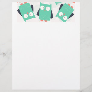 Aquamarine Whimsical Owls