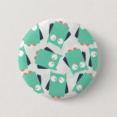 Aquamarine Whimsical Owls Button (Vorderseite)