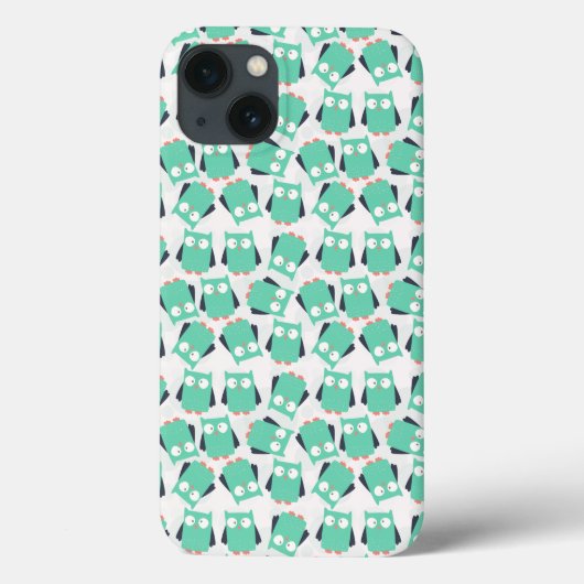 Aquamarine Whimsical Owls Case-Mate iPhone Hülle (Rückseite)