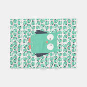 Aquamarine Whimsical Owls Fleecedecke (Vorderseite (Horizontal))