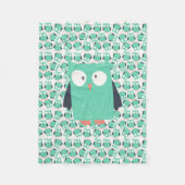 Aquamarine Whimsical Owls Fleecedecke (Vorderseite)
