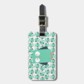 Aquamarine Whimsical Owls Gepäckanhänger (Vorderseite vertikal)