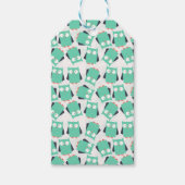 Aquamarine Whimsical Owls Geschenkanhänger (Vorderseite)