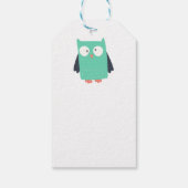 Aquamarine Whimsical Owls Geschenkanhänger (Rückseite)