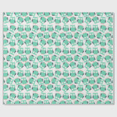 Aquamarine Whimsical Owls Geschenkpapier (Flach)