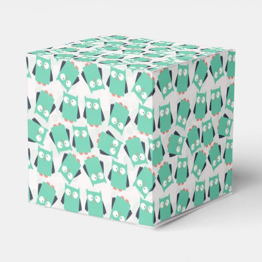 Aquamarine Whimsical Owls Geschenkschachtel (Rückseite)