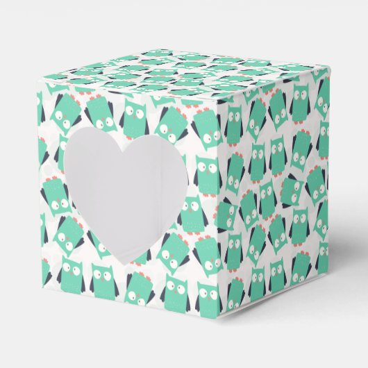 Aquamarine Whimsical Owls Geschenkschachtel (Vorderseite)