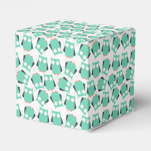 Aquamarine Whimsical Owls Geschenkschachtel (Rückseite)