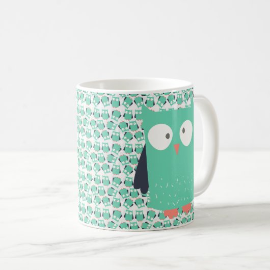 Aquamarine Whimsical Owls Kaffeetasse (VorderseiteRechts)