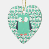 Aquamarine Whimsical Owls Keramik Ornament (Links)