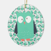 Aquamarine Whimsical Owls Keramikornament (Links)