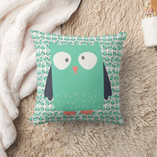 Aquamarine Whimsical Owls Kissen (Decke)