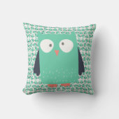 Aquamarine Whimsical Owls Kissen (Vorderseite)