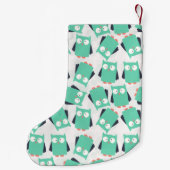Aquamarine Whimsical Owls Kleiner Weihnachtsstrumpf (Rückseite)