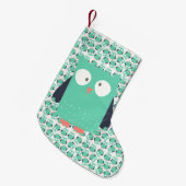 Aquamarine Whimsical Owls Kleiner Weihnachtsstrumpf (Vorderansicht (hängend))