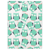 Aquamarine Whimsical Owls Klemmbrett (Rückseite)