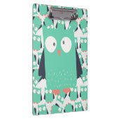 Aquamarine Whimsical Owls Klemmbrett (Rechts)