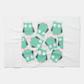 Aquamarine Whimsical Owls Küchentuch (Horizontal)