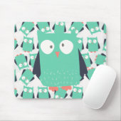 Aquamarine Whimsical Owls Mousepad (Mit Mouse)