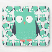 Aquamarine Whimsical Owls Mousepad (Vorne)