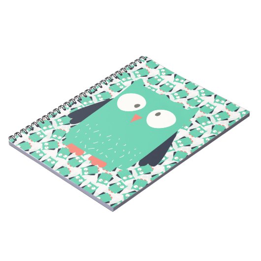 Aquamarine Whimsical Owls Notizblock (Linke Seite)