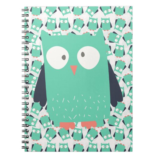 Aquamarine Whimsical Owls Notizblock (Vorderseite)