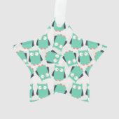 Aquamarine Whimsical Owls Ornament (Rückseite)