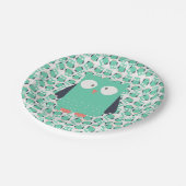 Aquamarine Whimsical Owls Pappteller (Schrägansicht)