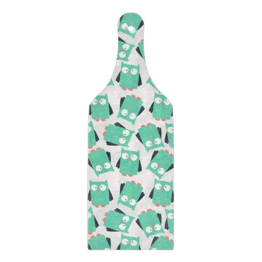 Aquamarine Whimsical Owls Schneidebrett (Vorderseite)