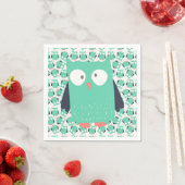 Aquamarine Whimsical Owls Serviette (Beispiel)