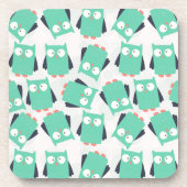 Aquamarine Whimsical Owls Untersetzer (Vorderseite)