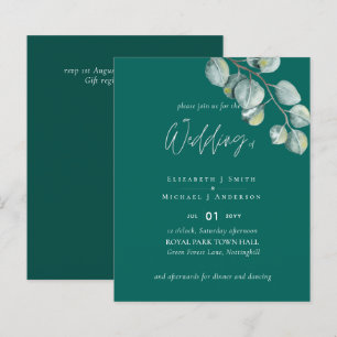 Aquamarine White-EUCALYPTUS-Hochzeit mit geringem
