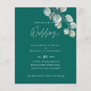 Aquamarine White-EUCALYPTUS-Hochzeit mit geringem Flyer