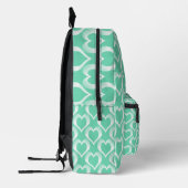 Aquamarine White Hearts Pattern Bedruckter Rucksack (Links)