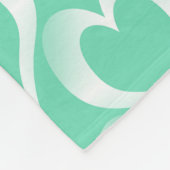 Aquamarine White Hearts Pattern Fleecedecke (Ecke)