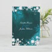 Aquamarine White Winter Bling Wedding Einladung (Stehend Vorderseite)
