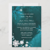Aquamarine White Winter Bling Wedding Einladung (Rückseite)