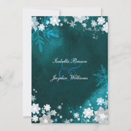 Aquamarine White Winter Bling Wedding Einladung