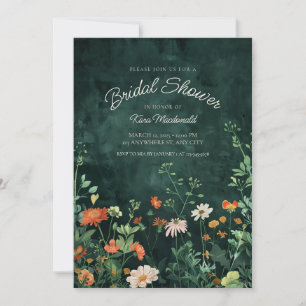 Aquamarine Wildblume Brautdusche Einladung