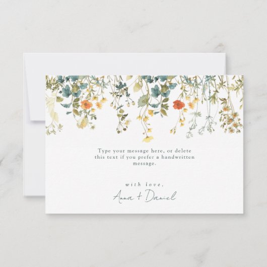 Aquamarine Wildblume Dankeskarte (Rückseite)